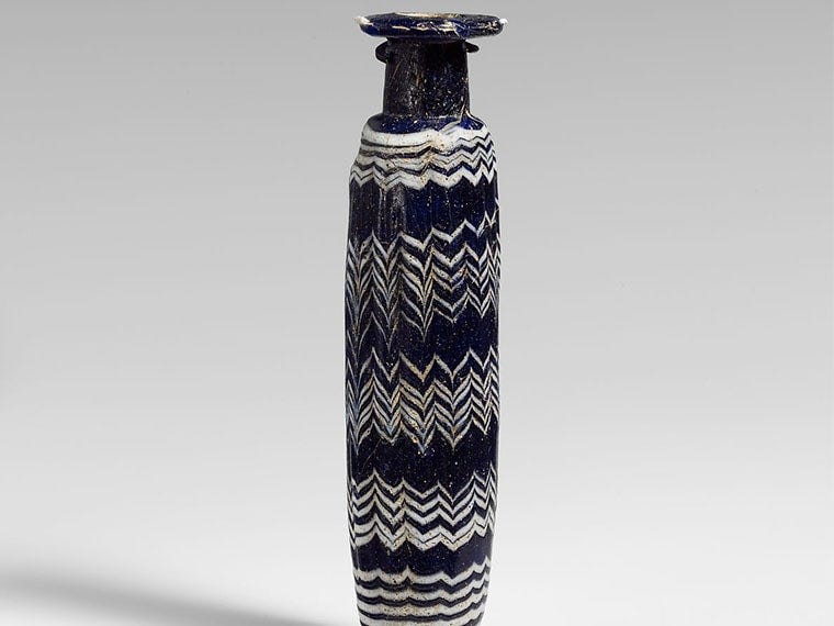 Early Greek Hellenisitic glass alabastron Metmuseum