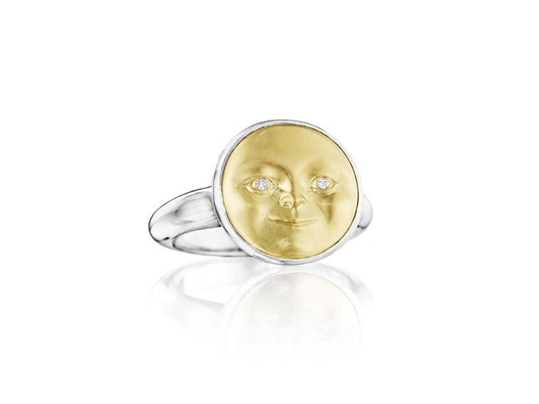 Moonface Gold and Sterling Silver Ring