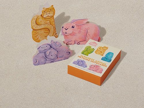 Set of colorful animal notecards