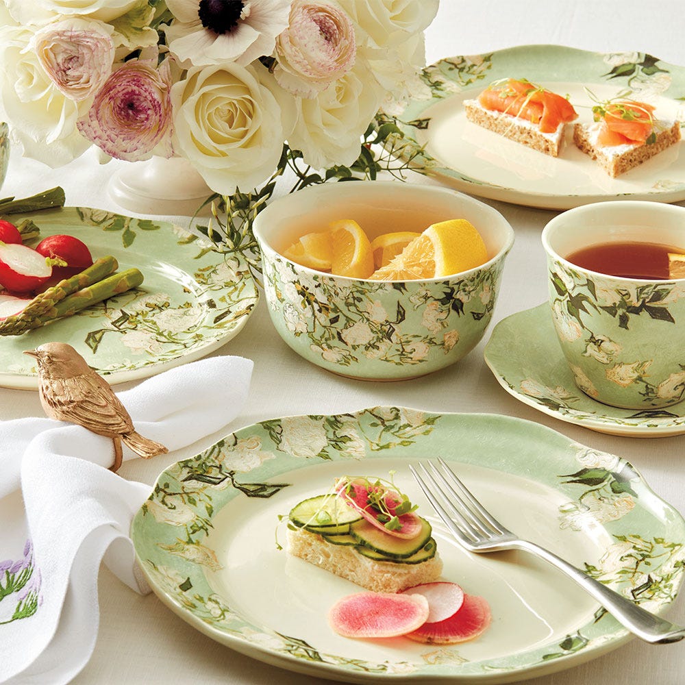 Van Gogh Roses Salad Plate Set for Tea Time